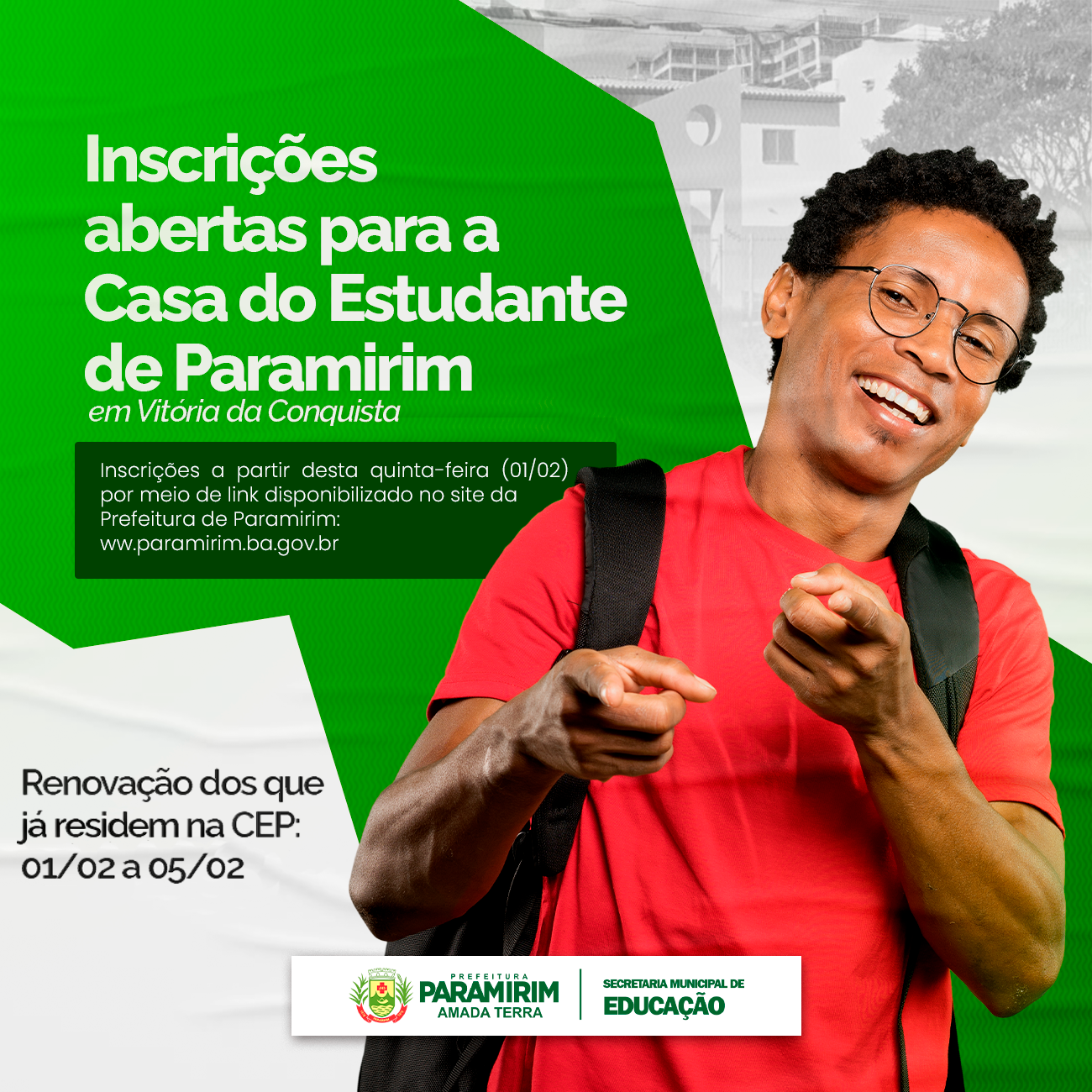 Estão abertas as inscrições para a Casa do Estudante em Vitória da Conquista