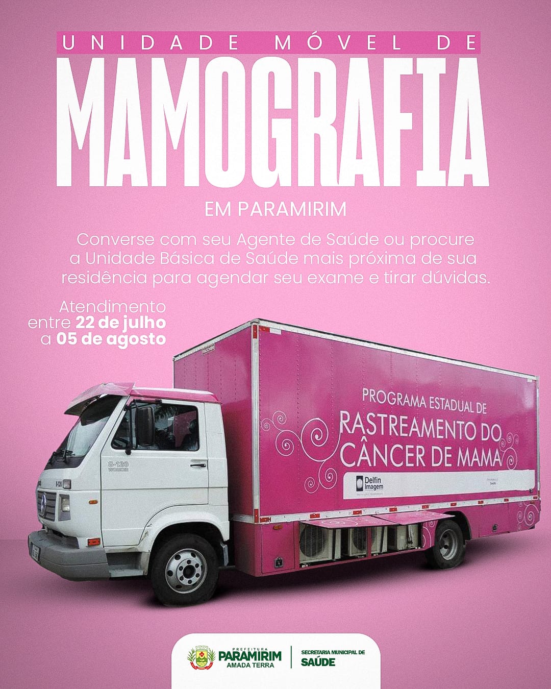 Carreta de Mamografia vai estar em Paramirim a partir de 22 de julho