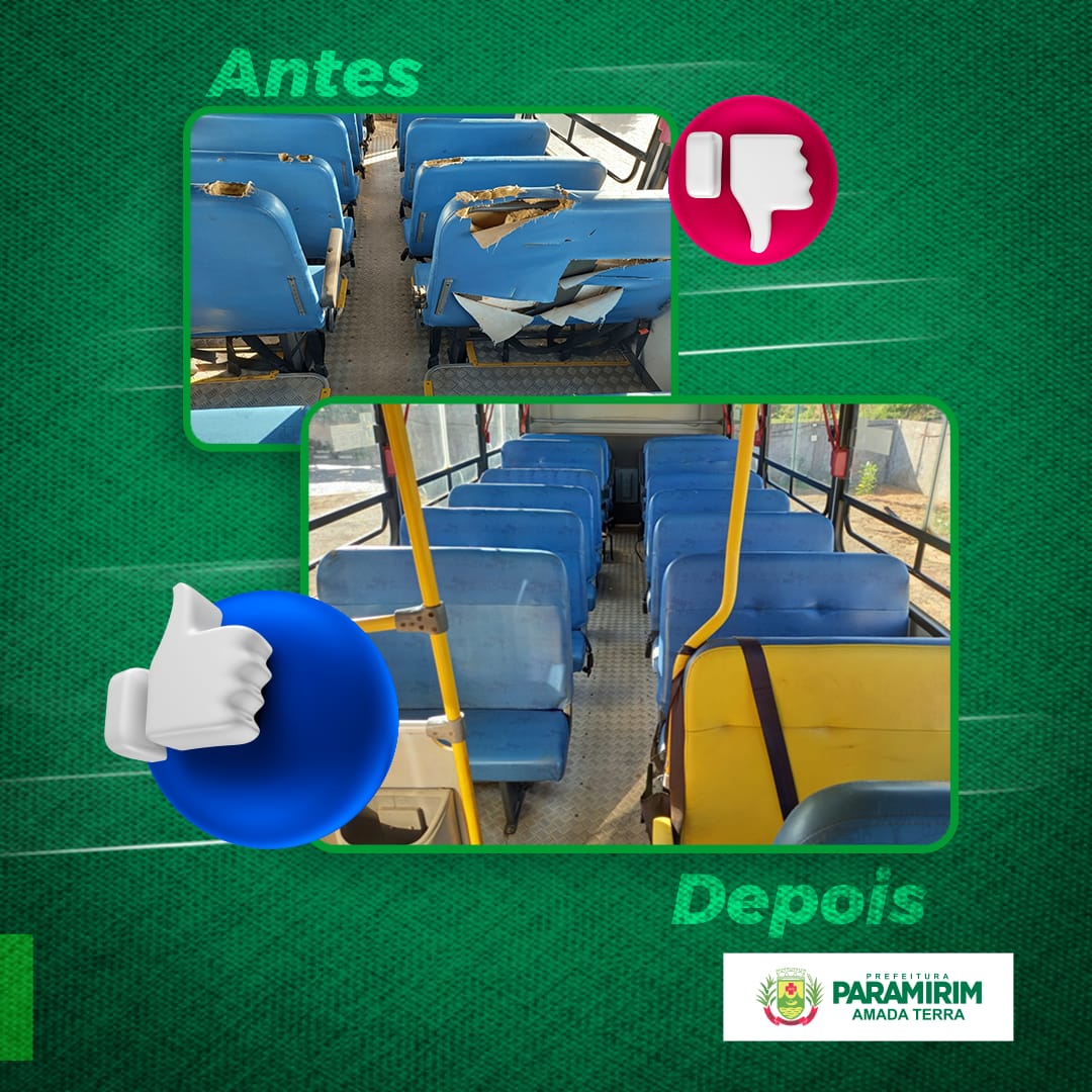 Ônibus escolares estão passando por reforma nas poltronas. Ao total, 13 veículos serão reformados