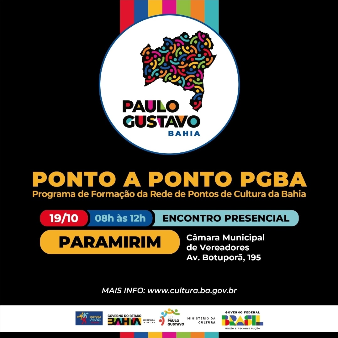 Paramirim irá sediar oficina regional sobre criação de projetos para editais da Lei Paulo Gustavo