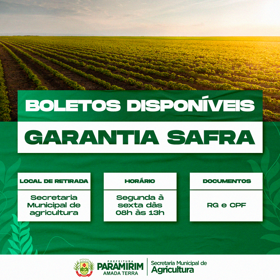 Boletos do Garantia Safra já estão disponíveis para retirada