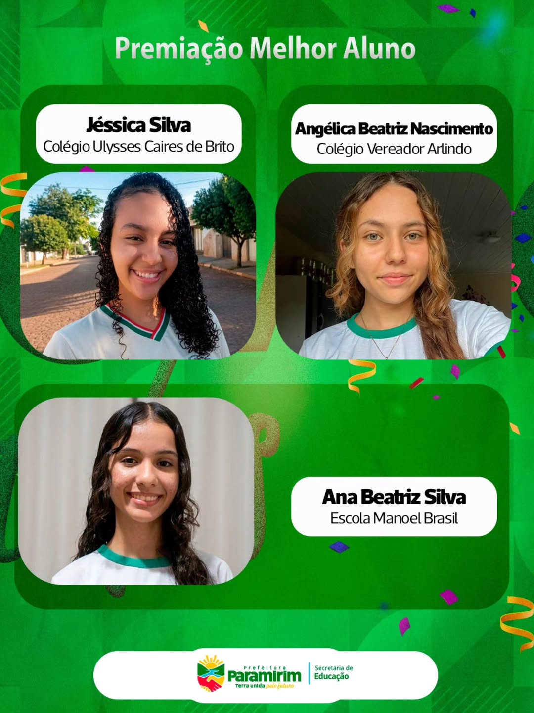 Premiação Melhor Aluno, e nesse ano só deu alunas.
