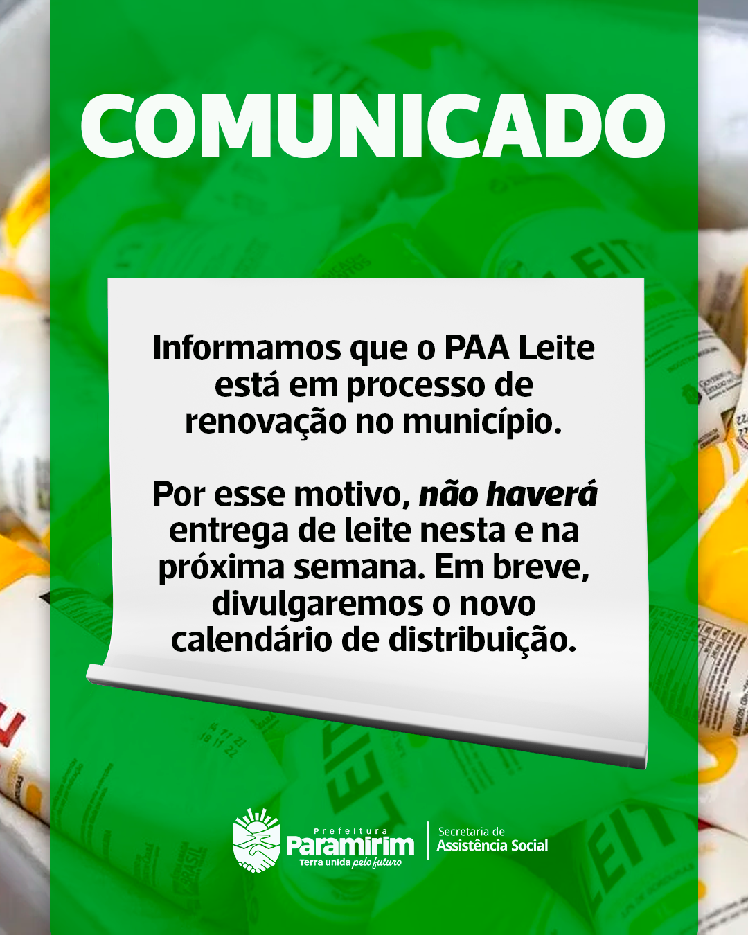 PAA Leite passa por ajustes e novo calendário de entrega será anunciado em breve