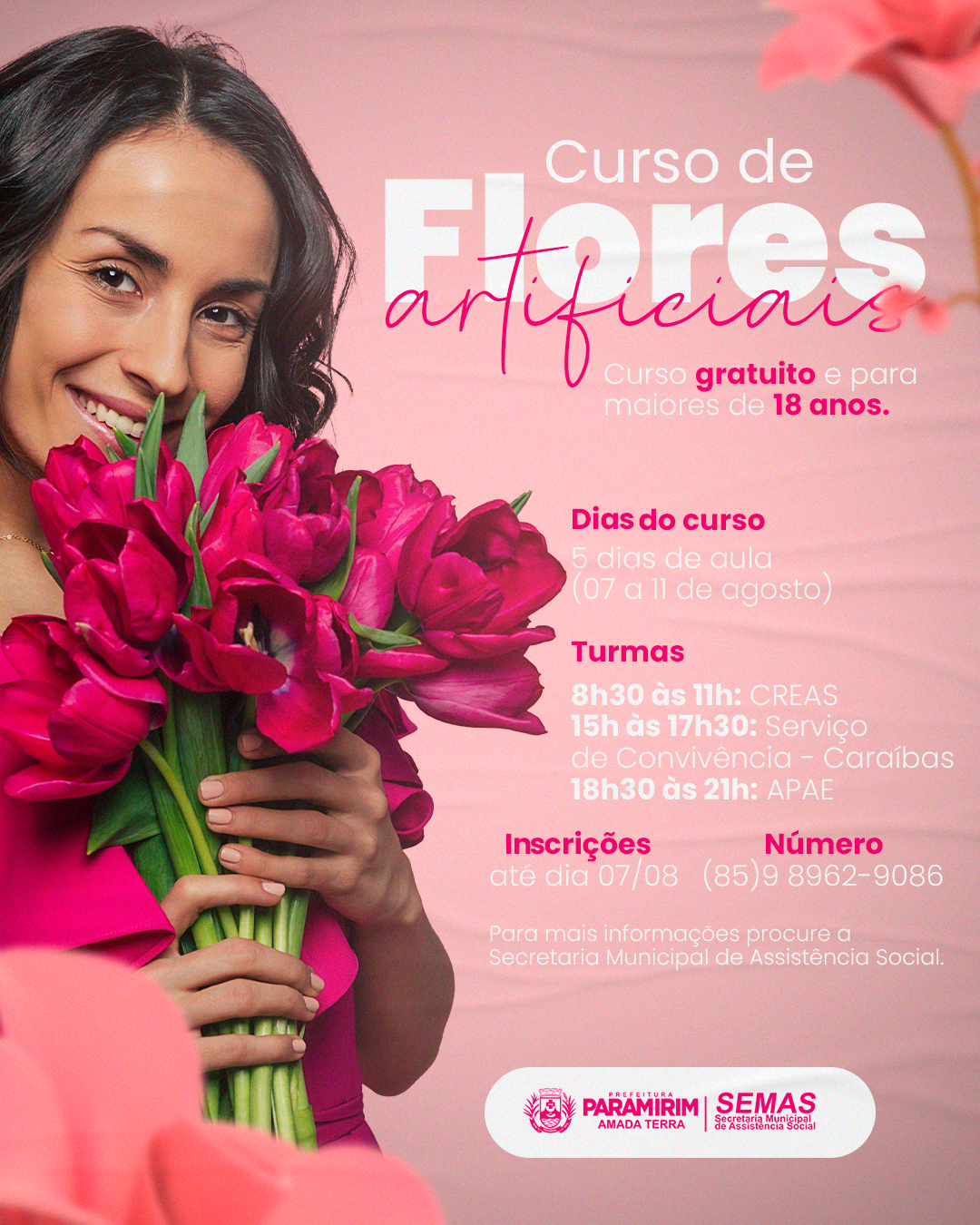 Assistência Social promove curso gratuito de flores artificiais