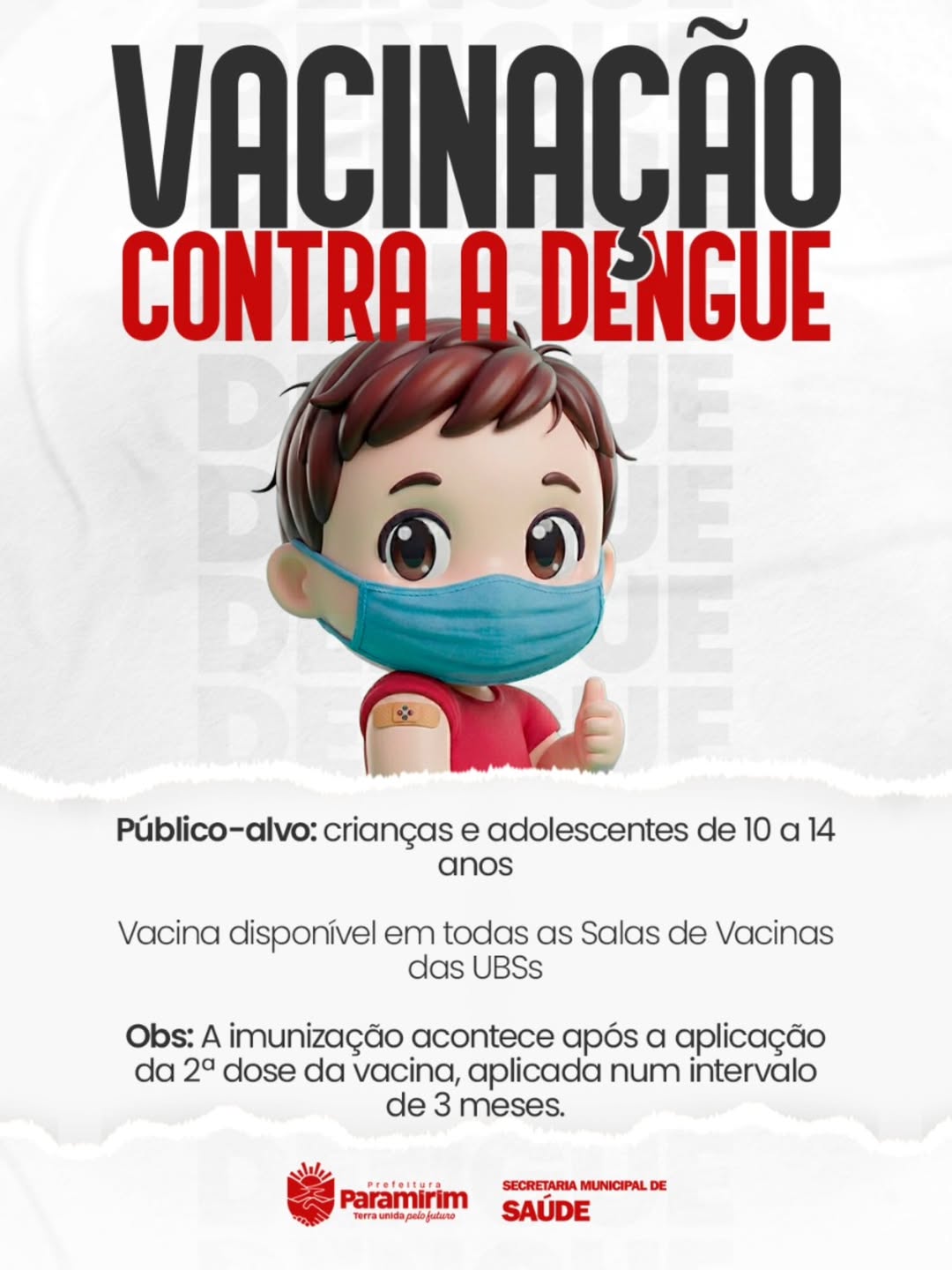 A vacina contra a dengue já está liberada para jovens entre 10 e 14 anos.