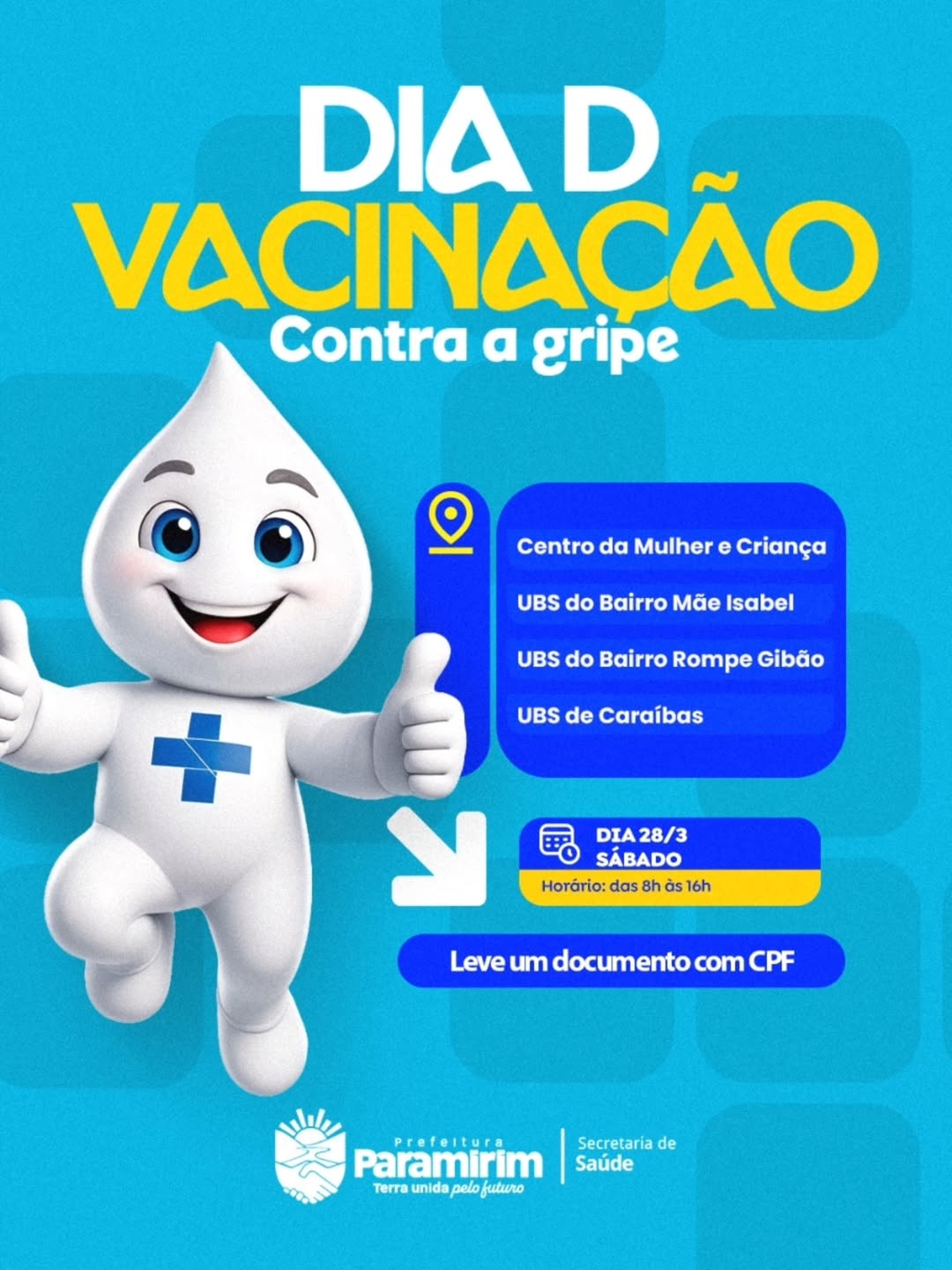 Amanhã é dia de vacinação contra a gripe.